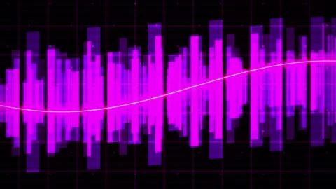 Purple sound wave on black background. Stock Footage 340041011