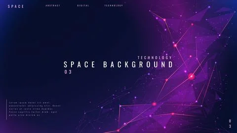 Purple space background with polygonal or plexus abstarct objects. Stock Illustration