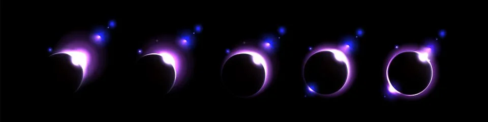 Purple space solar eclipse light glow in galaxy Illustrazione stock