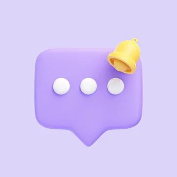 Purple speech bubble with bell icon isolated on purple background Stockillustratie