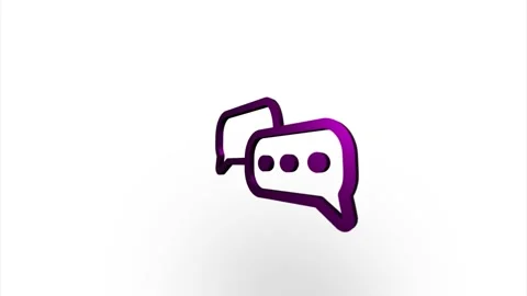 Purple speech bubble chat icon flipping, rotation. Elegant 3d realistic light Stock Footage 159824622