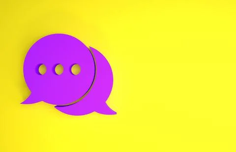 Purple Speech bubble chat icon isolated on yellow background. Message icon. C Illustrazione stock