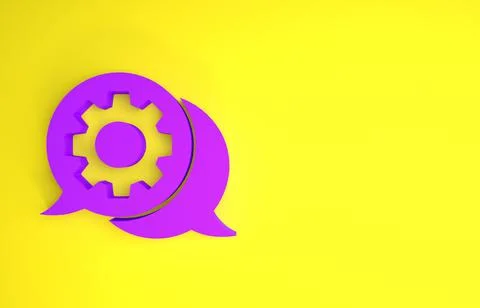 Purple Speech bubble chat icon isolated on yellow background. Message icon. C Illustrazione stock