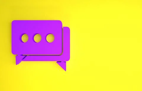 Purple Speech bubble chat icon isolated on yellow background. Message icon. C Illustrazione stock
