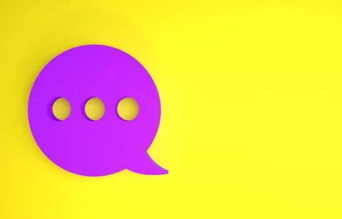 Purple Speech bubble chat icon isolated on yellow background. Message icon. C Stock Illustration