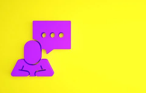 Purple Speech bubble chat icon isolated on yellow background. Message icon. C Illustrazione stock
