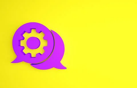Purple Speech bubble chat icon isolated on yellow background. Message icon. C Illustrazione stock