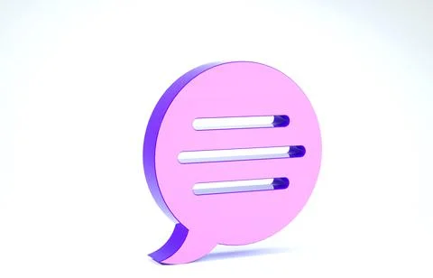 Purple Speech bubble chat icon isolated on white background. Message icon. Co Illustrazione stock