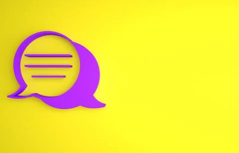 Purple Speech bubble chat icon isolated on yellow background. Message icon. C Illustrazione stock