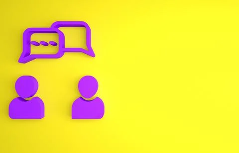 Purple Speech bubble chat icon isolated on yellow background. Message icon. C Illustrazione stock