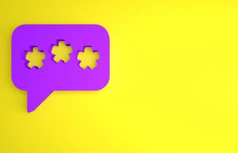 Purple Speech bubble chat icon isolated on yellow background. Message icon. C Stock Illustration