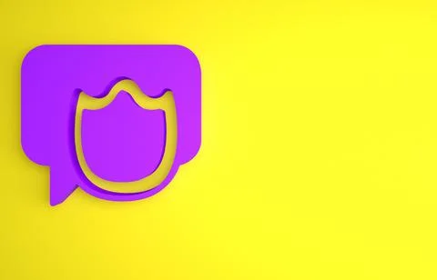 Purple Speech bubble chat icon isolated on yellow background. Message icon. C Illustrazione stock