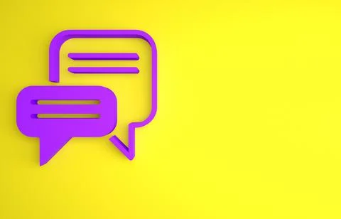 Purple Speech bubble chat icon isolated on yellow background. Message icon. C Stock Illustration