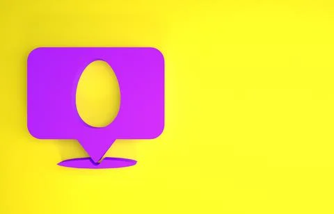 Purple Speech bubble with easter egg icon isolated on yellow background. Happ Stock Illustration