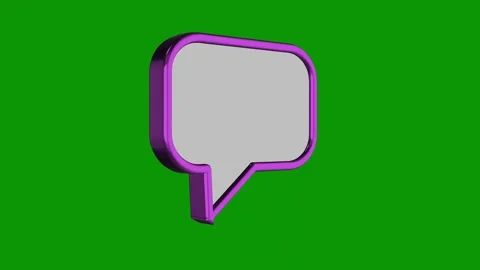 Purple speech bubble green background screen white light object close up view Stock Footage 314065095