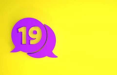 Purple Speech bubble with happy easter icon isolated on yellow background. Mi Stock Illustration