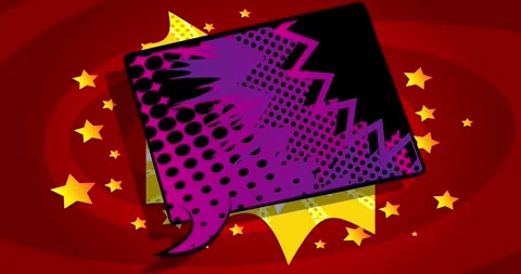Purple speech bubble on red background Stock Footage 264555699