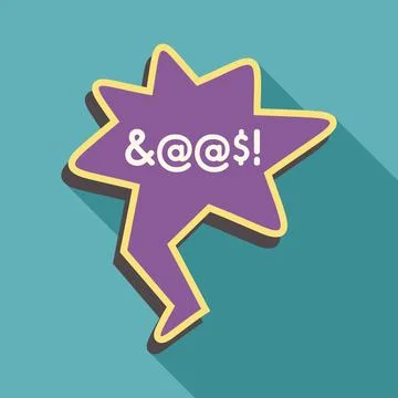 Purple speech bubble showing internet slang with long shadow Stock Illustration