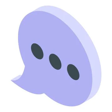 Purple speech bubble showing typing status in isometric view Stock Illustration