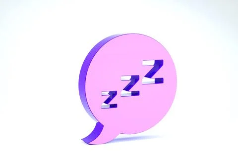 Purple Speech bubble with snoring icon isolated on white background. Concept  Illustrazione stock