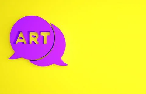 Purple Speech bubble with text art icon isolated on yellow background. Message Illustrazione stock