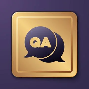 Purple Speech bubbles with Question and Answer icon isolated on purple Illustrazione stock