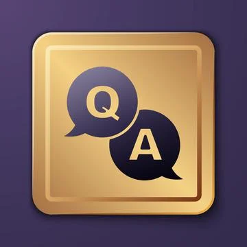 Purple Speech bubbles with Question and Answer icon isolated on purple Stock Illustration
