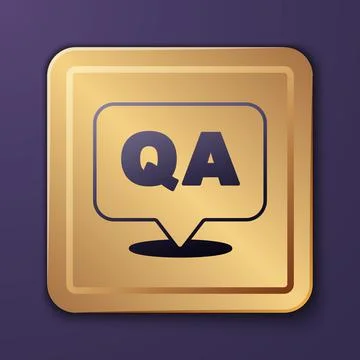 Purple Speech bubbles with Question and Answer icon isolated on purple Stock Illustration
