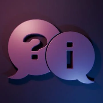 Purple Speech bubbles with Question and Exclamation icon isolated on purple.. Stock Photos