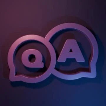 Purple Speech bubbles with Question and Answer icon isolated on purple-blue.. Stock Photos