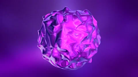 Purple Sphere Fractal Distortion Loop Stock Footage 223504539