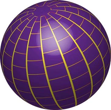 Purple sphere with golden lines Stock Illustration