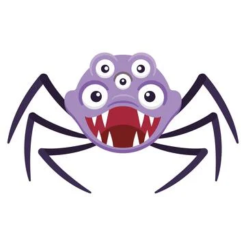 Purple spider with eyes. Vector Stock Illustration