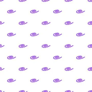 Purple spiral doodle seamless pattern on white background Illustrazione stock