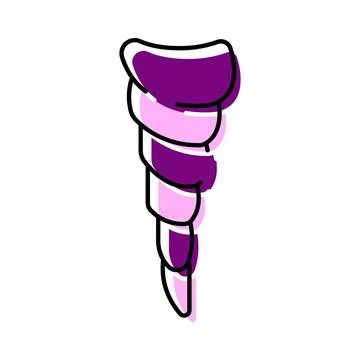 Purple spiral seashell drawing representing marine life icon Stock Illustration