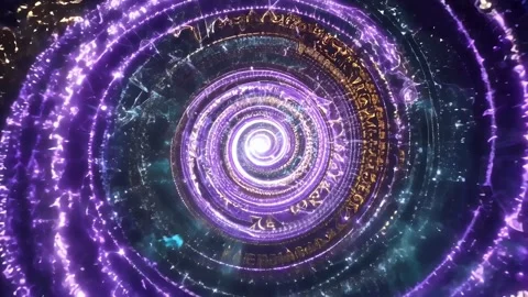 Purple Spiral Vortex with Glowing Lights for Futuristic Background Stock Footage 308274762