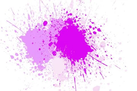 Purple splashes of colour on a white background Stock Illustration