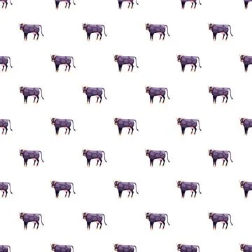 Purple spotted cattle seamless pattern on white background Stock Illustration