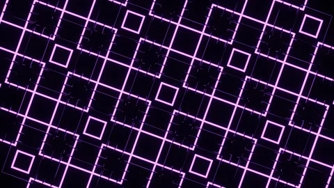 Purple Square Frames Neon Geometric LED Pattern Background VJ Loop in 4K Видео 344099377