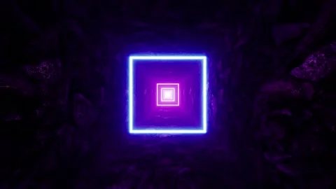 Purple Square Light Cave Tunnel VJ Loops Stock Footage 201201647