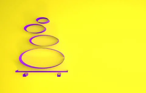 Purple Stack hot stones icon isolated on yellow background. Spa salon accesso Stock Illustration