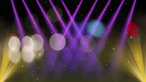 Purple stage spotlights with particles Stock Footage 340748420