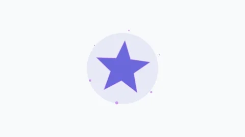 Purple star icon flat design icon for rating favorite. Clean minimal motion Stock Footage 342622784