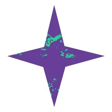 Purple star spark shape with green crayon pattern vector icon, sparkle symbol Stock Illustration