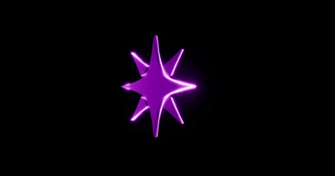 Purple star spin loop on black background Stock Footage 318868845