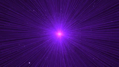 Purple starburst light rays and particles background, fast space warp effect 스톡 동영상 332108311