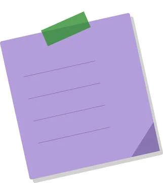 Purple sticky note with green corner on white Stock Illustration