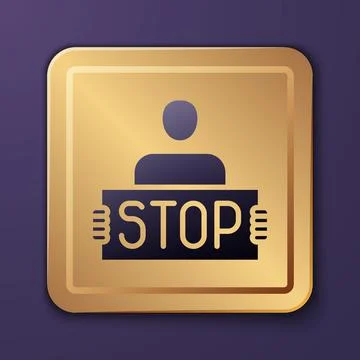 Purple Stop war icon isolated on purple background. Antiwar protest. World peace Stock Illustration