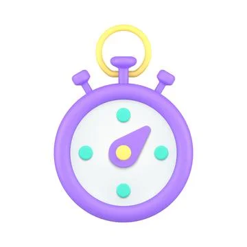 Purple stopwatch with arrow for checking fast time measurement 3d icon real.. 스톡 일러스트