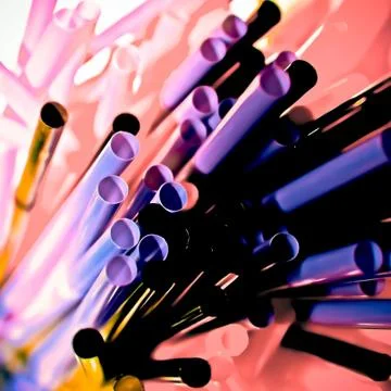 Purple straws Foto stock